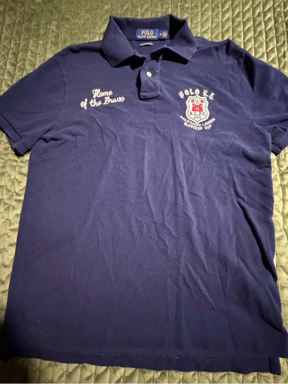 Polo Ralph Lauren Bleecker Cup Polo Shirt navy Custom Slim Fit Ivy League Medium - Picture 7 of 9